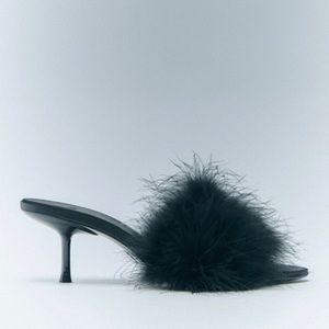 Zara | Feathered Heel Mule